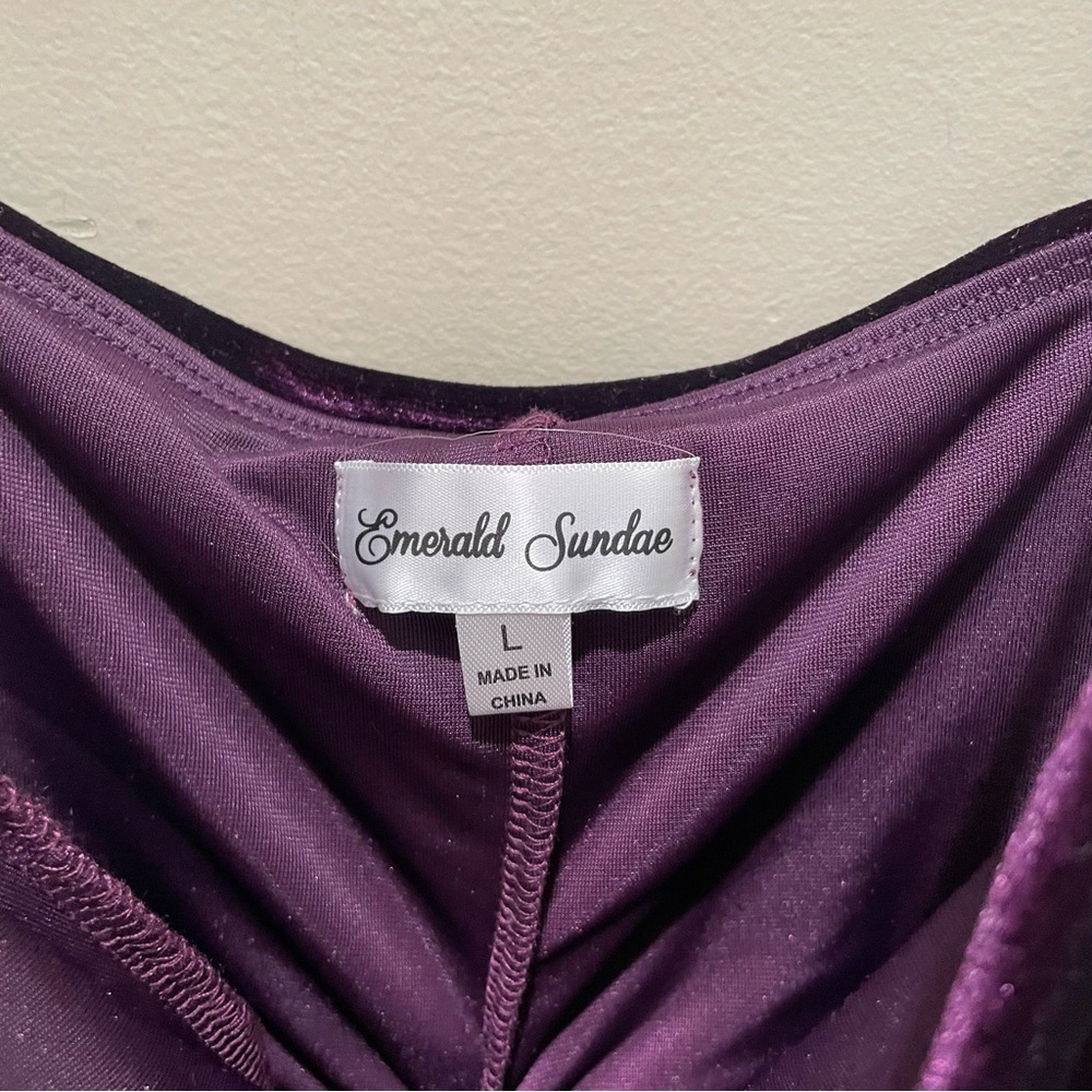 Emerald Sundae Velvet Off Shoulder Bodycon Dress Purple Women Size Large NWT - Picture 7 of 9